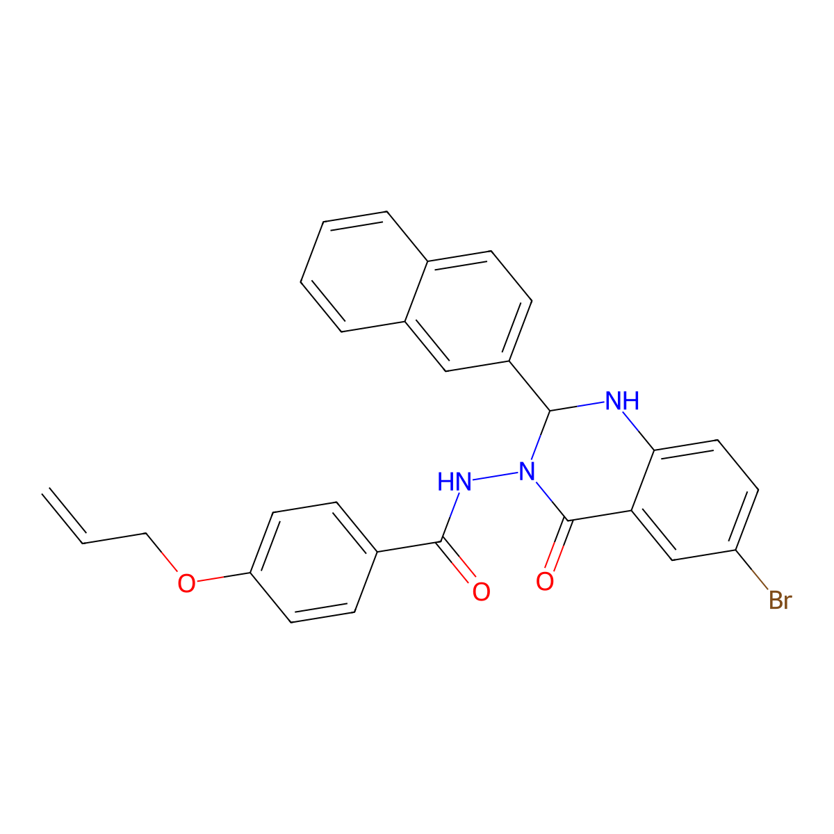 N-(6-bromo-2-naphthalen-2-yl-4-oxo-1,2-dihydroquinazolin-3-yl)-4-prop-2-enoxybenzamide molecular structure, CAS 445252-12-0