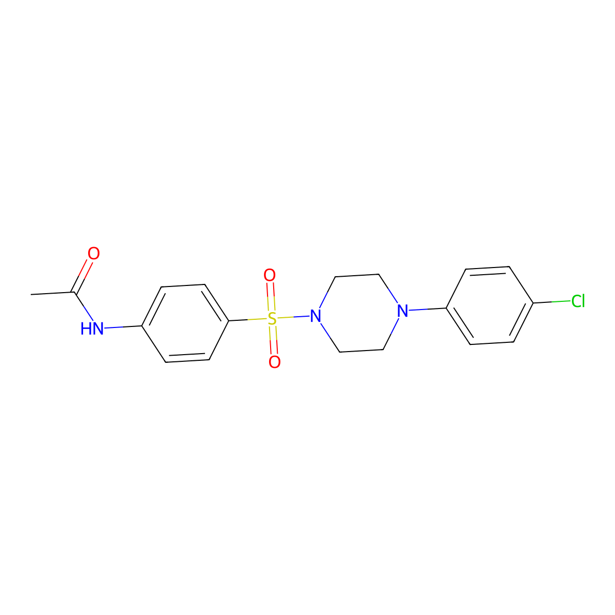 N-(4-((4-(4-chlorophenyl)piperazin-1-yl)sulfonyl)phenyl)acetamide molecular structure, CAS 445252-20-0