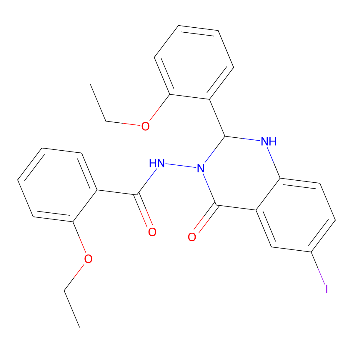 2-ethoxy-N-[2-(2-ethoxyphenyl)-6-iodo-4-oxo-1,2-dihydroquinazolin-3-yl]benzamide molecular structure, CAS 445252-60-8