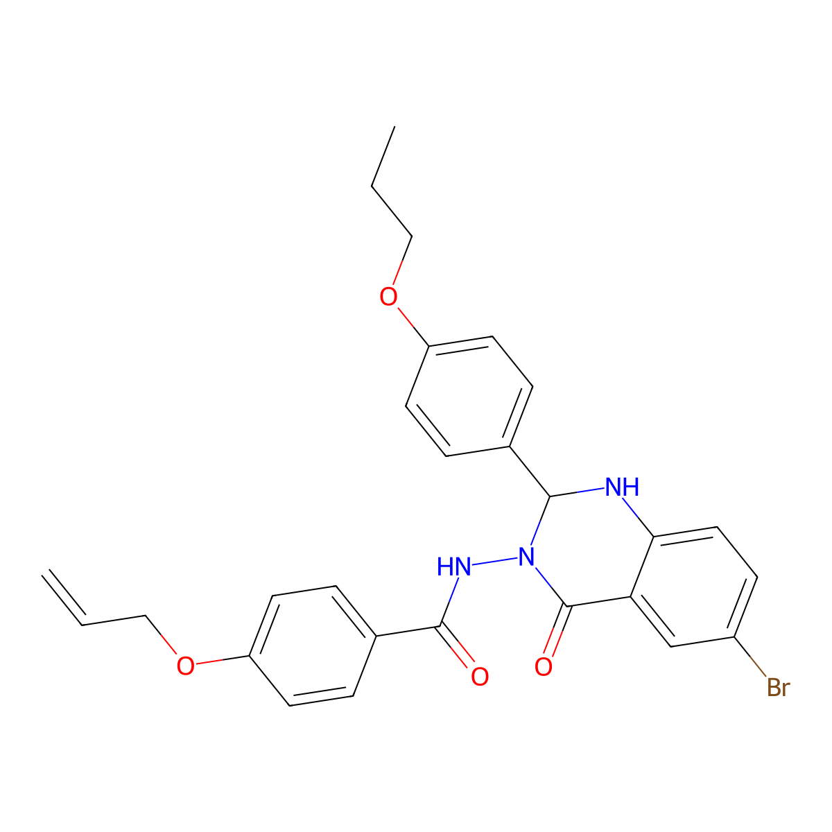 4-(allyloxy)-N-(6-bromo-4-oxo-2-(4-propoxyphenyl)-1,4-dihydro-3(2H)-quinazolinyl)benzamide molecular structure, CAS 445253-16-7