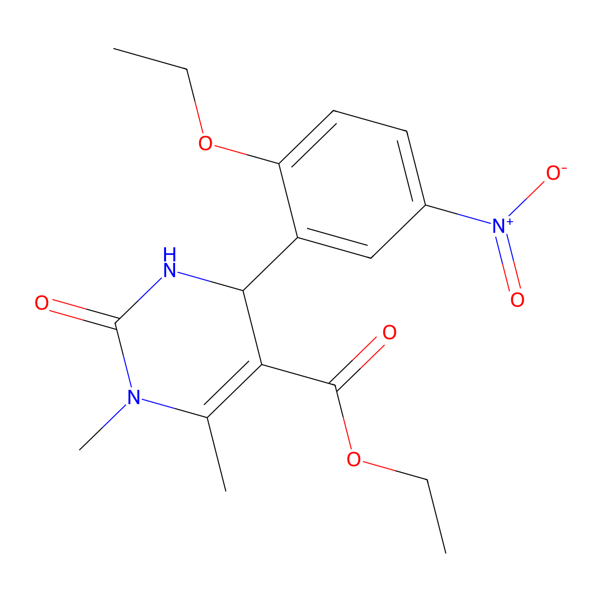 Ethyl 6-(2-ethoxy-5-nitrophenyl)-3,4-dimethyl-2-oxo-1,6-dihydropyrimidine-5-carboxylate molecular structure, CAS 445253-37-2