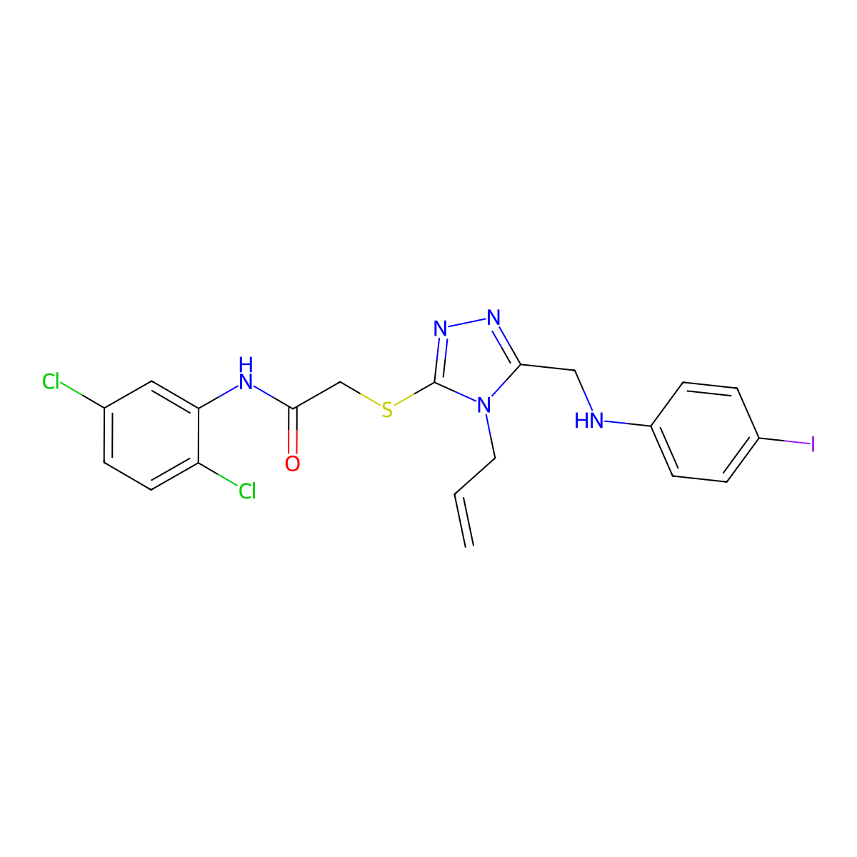 2-({4-allyl-5-[(4-iodoanilino)methyl]-4H-1,2,4-triazol-3-yl}sulfanyl)-N-(2,5-dichlorophenyl)acetamide molecular structure, CAS 445253-39-4