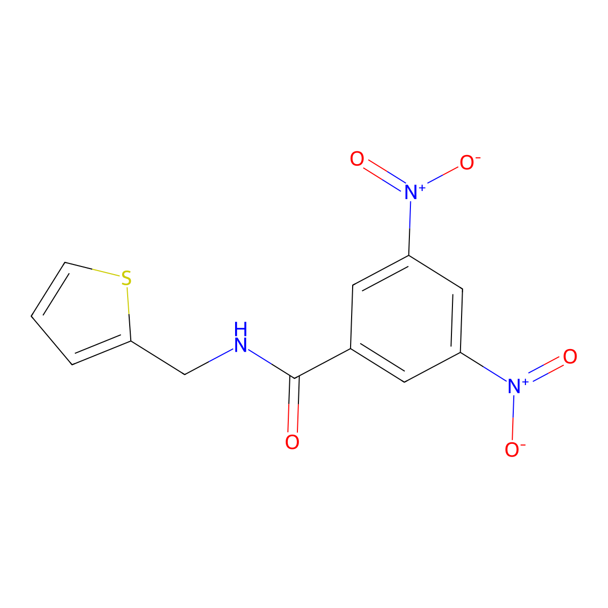 3,5-dinitro-N-(thiophen-2-ylmethyl)benzamide molecular structure, CAS 445253-71-4