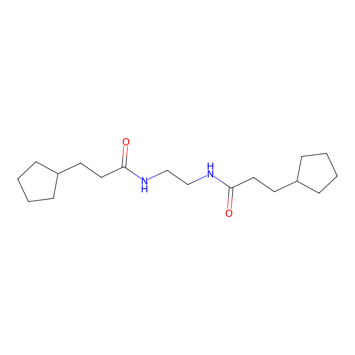 3-cyclopentyl-N-[2-(3-cyclopentylpropanoylamino)ethyl]propanamide molecular structure, CAS 445254-05-7
