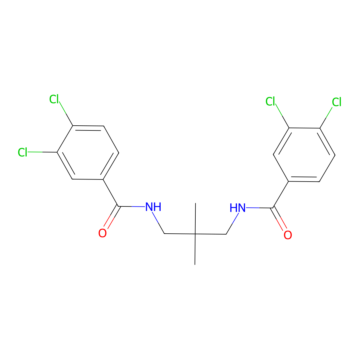 3,4-dichloro-N-[3-[(3,4-dichlorobenzoyl)amino]-2,2-dimethylpropyl]benzamide molecular structure, CAS 445254-25-1