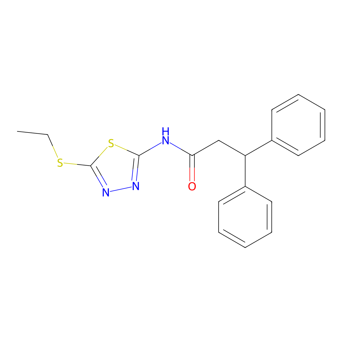 N-[5-(ethylsulfanyl)-1,3,4-thiadiazol-2-yl]-3,3-diphenylpropanamide molecular structure, CAS 445254-70-6