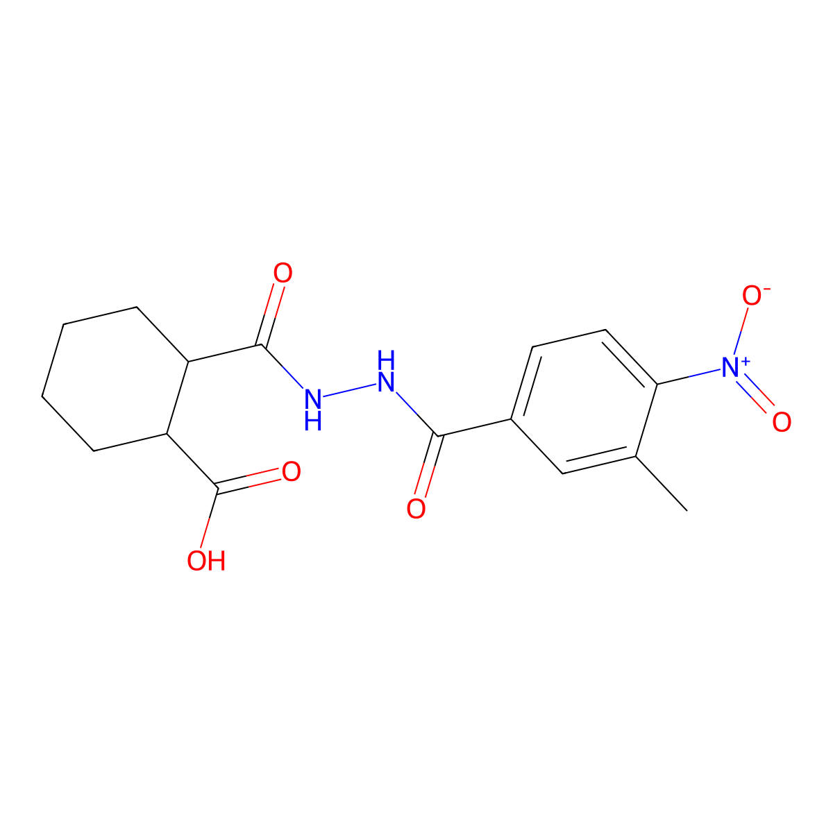 2-[(2-{4-Nitro-3-methylbenzoyl}hydrazino)carbonyl]cyclohexanecarboxylic acid molecular structure, CAS 445257-62-5
