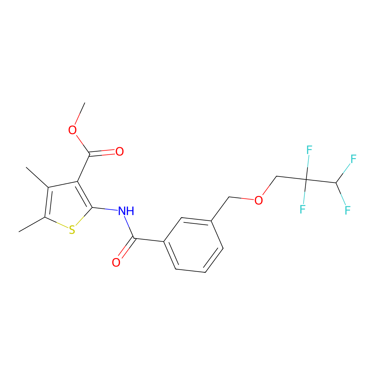 Methyl 4,5-dimethyl-2-({3-[(2,2,3,3-tetrafluoropropoxy)methyl]benzoyl}amino)-3-thiophenecarboxylate molecular structure, CAS 445258-29-7