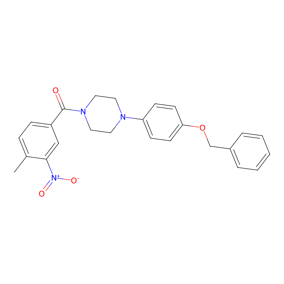 (4-Methyl-3-nitrophenyl)-[4-(4-phenylmethoxyphenyl)piperazin-1-yl]methanone molecular structure, CAS 445259-25-6