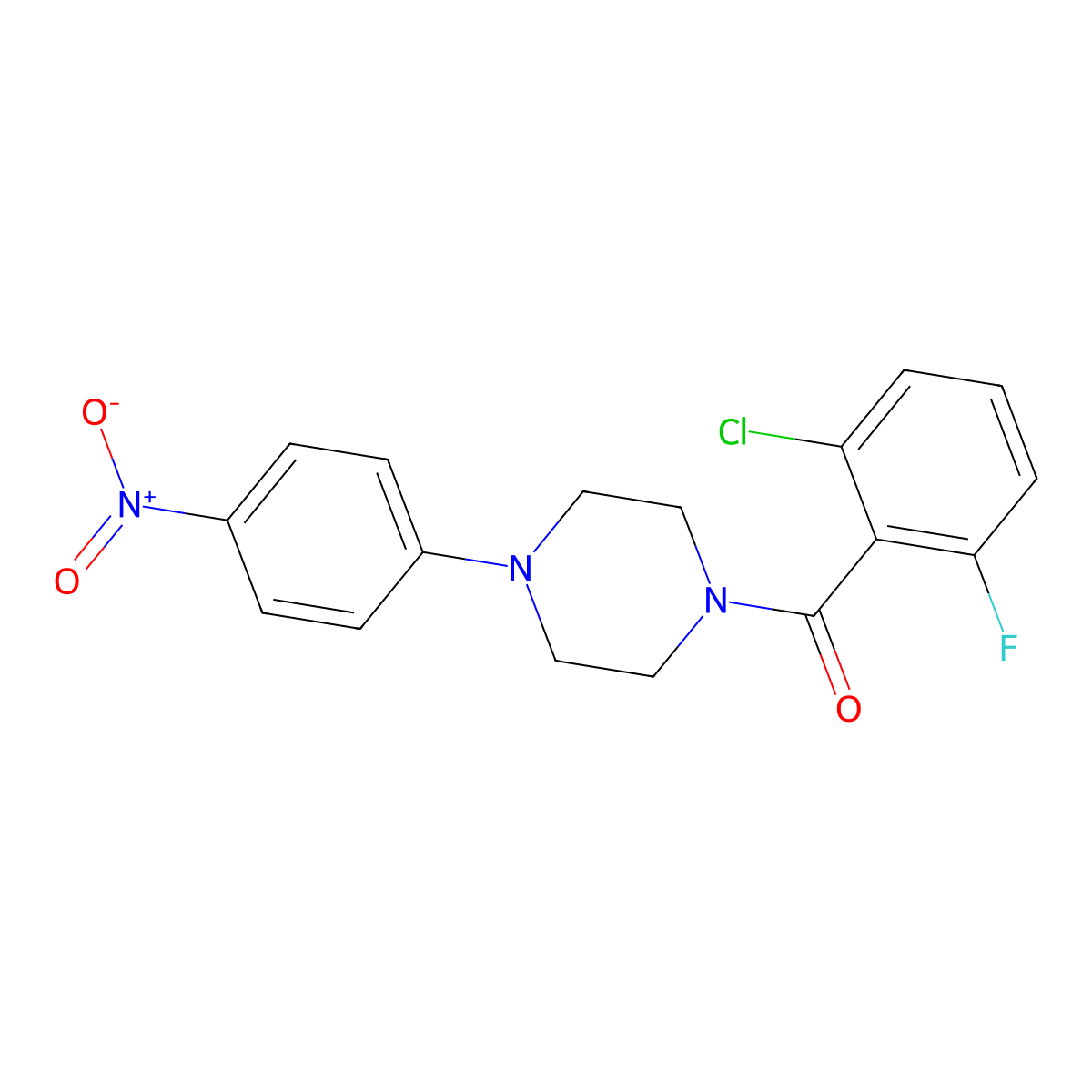 (2-Chloro-6-fluorophenyl)-[4-(4-nitrophenyl)piperazin-1-yl]methanone molecular structure, CAS 445259-29-0