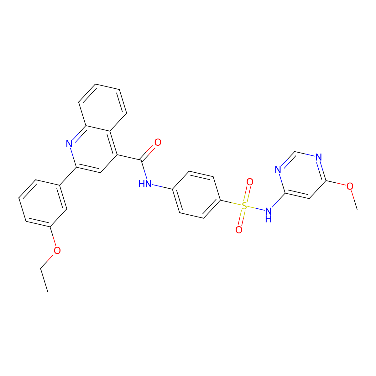 2-(3-ethoxyphenyl)-N-[4-[(6-methoxypyrimidin-4-yl)sulfamoyl]phenyl]quinoline-4-carboxamide molecular structure, CAS 445259-60-9
