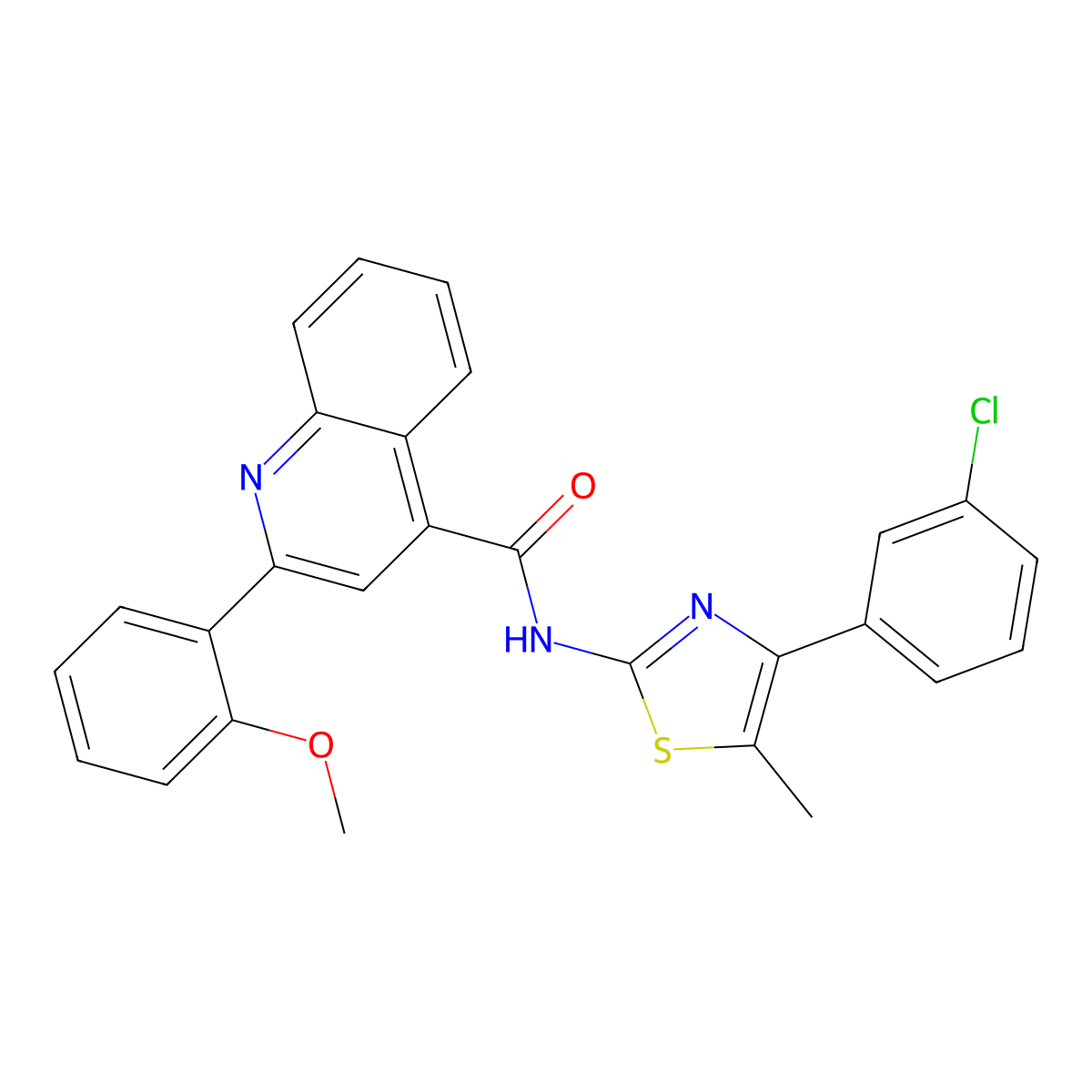 N-[4-(3-chlorophenyl)-5-methyl-1,3-thiazol-2-yl]-2-(2-methoxyphenyl)quinoline-4-carboxamide molecular structure, CAS 445259-86-9