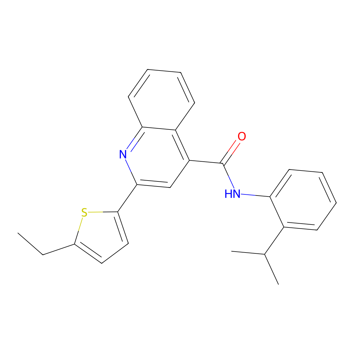 2-(5-ethylthiophen-2-yl)-N-(2-propan-2-ylphenyl)quinoline-4-carboxamide molecular structure, CAS 445259-99-4