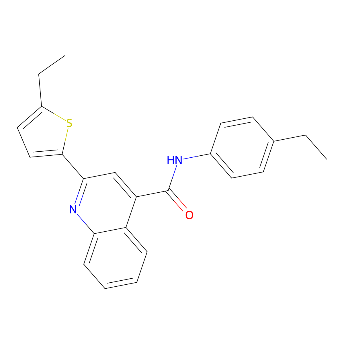 N-(4-ethylphenyl)-2-(5-ethylthiophen-2-yl)quinoline-4-carboxamide molecular structure, CAS 445260-00-4