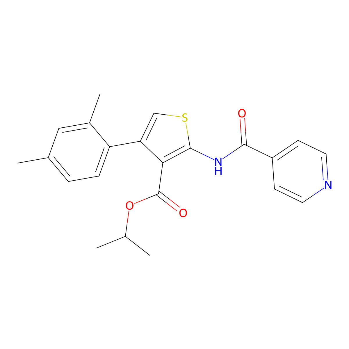 Isopropyl 4-(2,4-dimethylphenyl)-2-(isonicotinoylamino)-3-thiophenecarboxylate molecular structure, CAS 445260-13-9