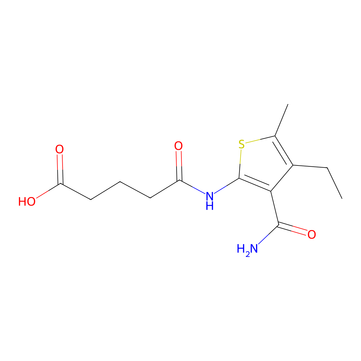 5-[(3-Carbamoyl-4-ethyl-5-methylthiophen-2-yl)amino]-5-oxopentanoic acid molecular structure, CAS 445260-19-5