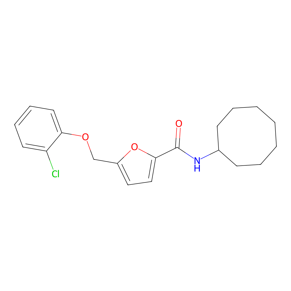 5-[(2-chlorophenoxy)methyl]-N-cyclooctyl-2-furamide molecular structure, CAS 445260-20-8