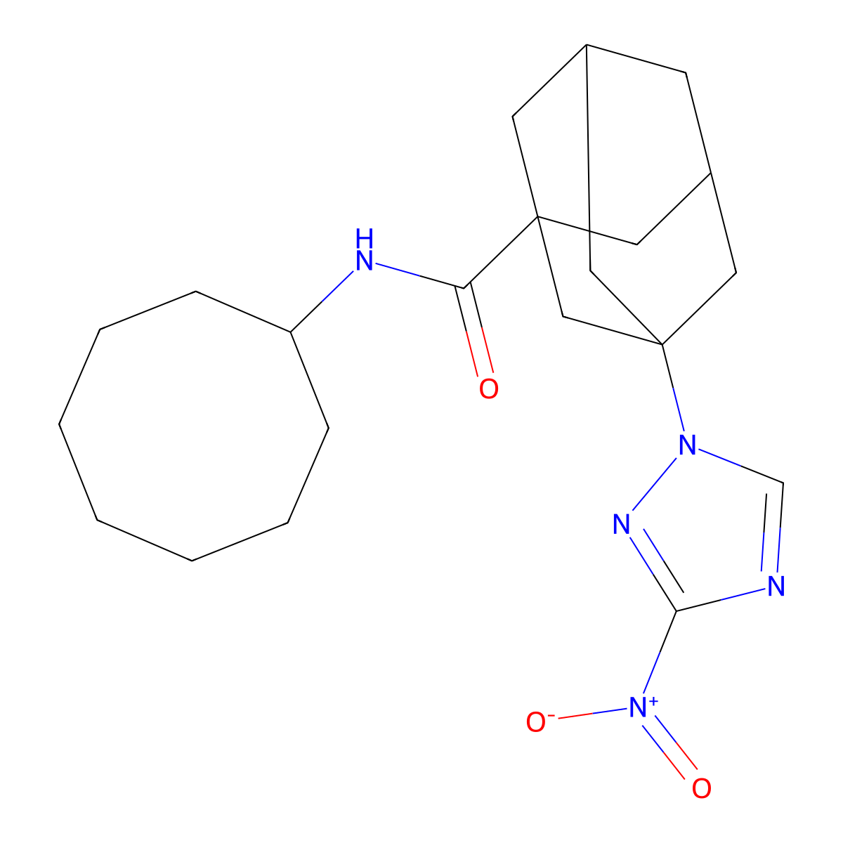 N-cyclooctyl-3-(3-nitro-1,2,4-triazol-1-yl)adamantane-1-carboxamide molecular structure, CAS 445260-23-1