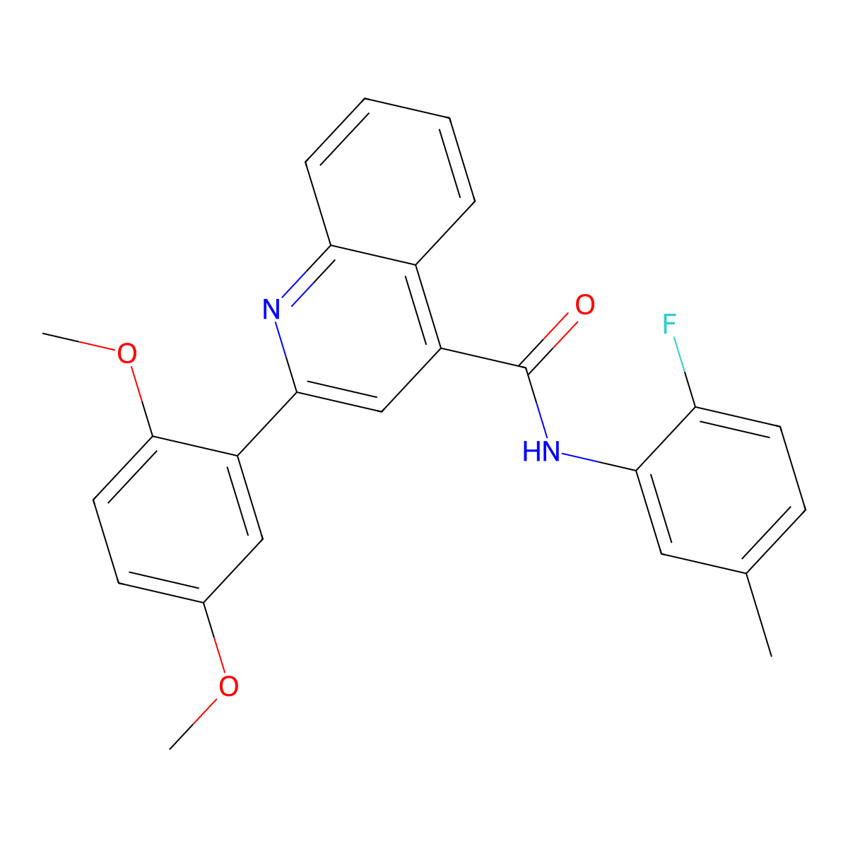 2-(2,5-dimethoxyphenyl)-N-(2-fluoro-5-methylphenyl)-4-quinolinecarboxamide molecular structure, CAS 445260-42-4