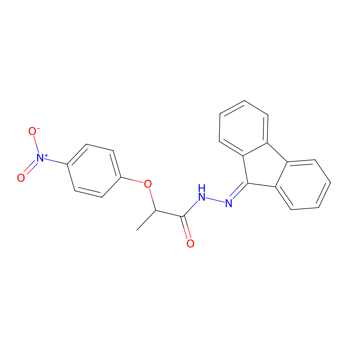 N'-(9H-fluoren-9-ylidene)-2-{4-nitrophenoxy}propanohydrazide molecular structure, CAS 445260-62-8