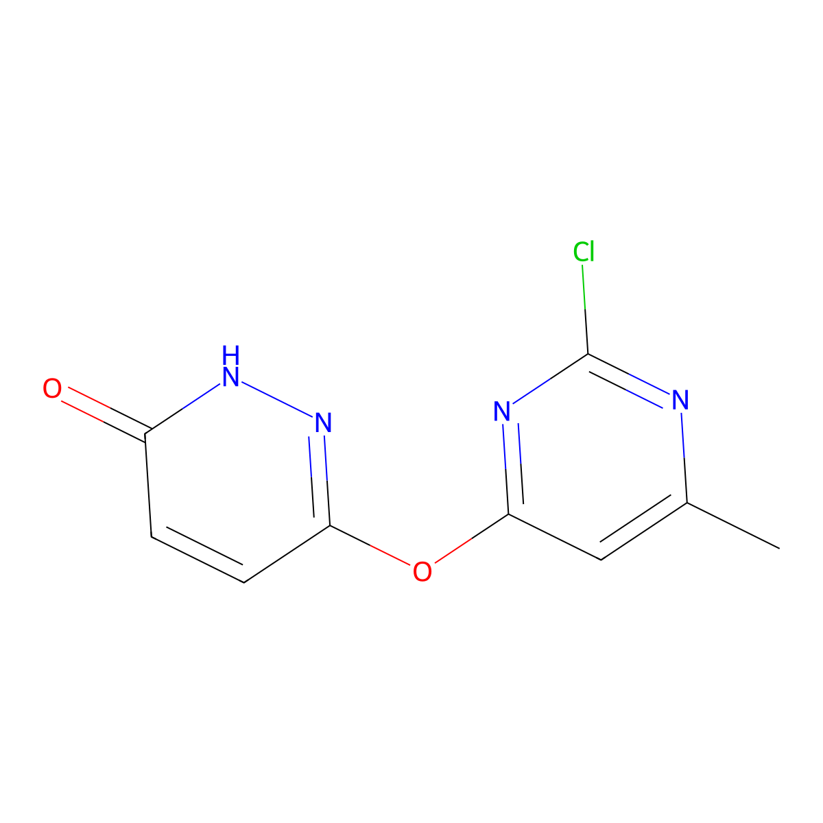 6-[(2-Chloro-6-methylpyrimidin-4-yl)oxy]pyridazin-3-ol molecular structure, CAS 445261-28-9