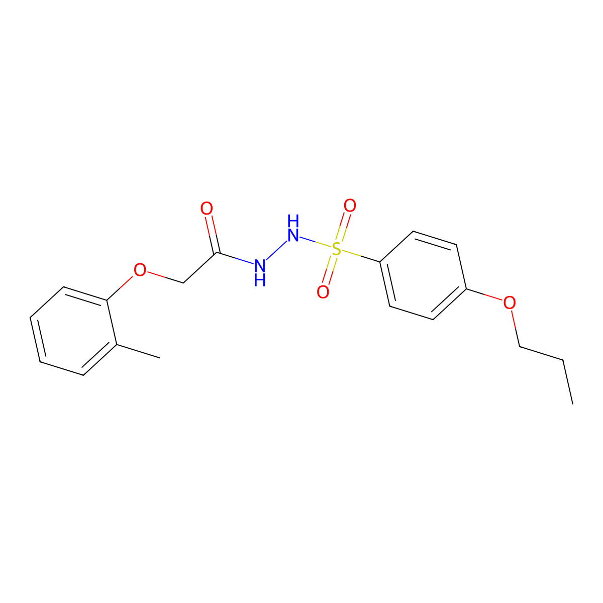 2-(2-methylphenoxy)-N'-(4-propoxyphenyl)sulfonylacetohydrazide molecular structure, CAS 445262-02-2