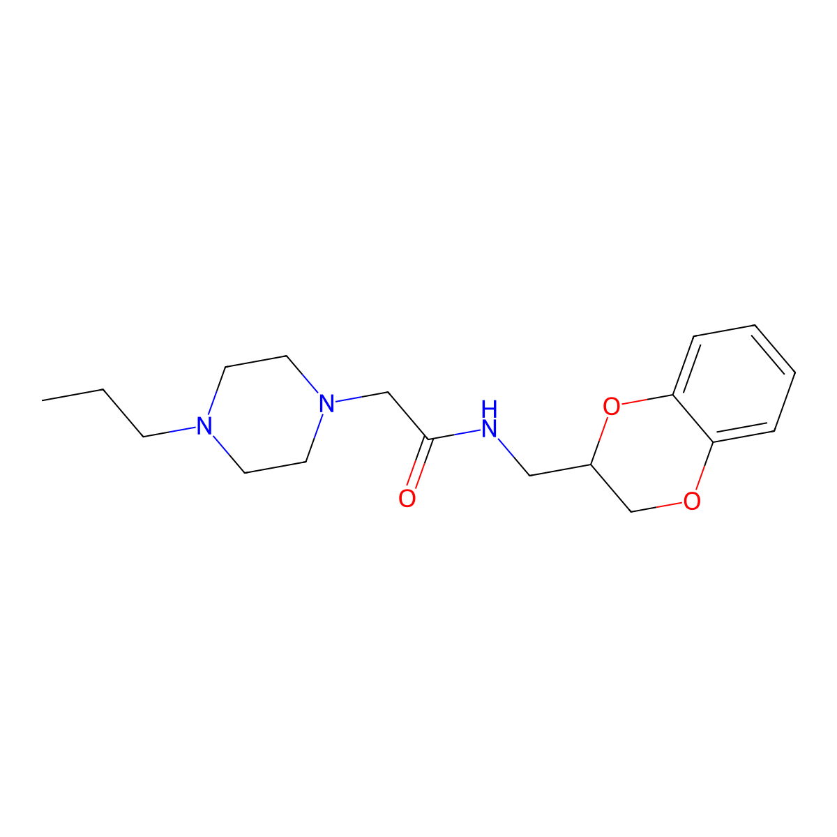 N-(2,3-dihydro-1,4-benzodioxin-3-ylmethyl)-2-(4-propylpiperazin-1-yl)acetamide molecular structure, CAS 445262-36-2