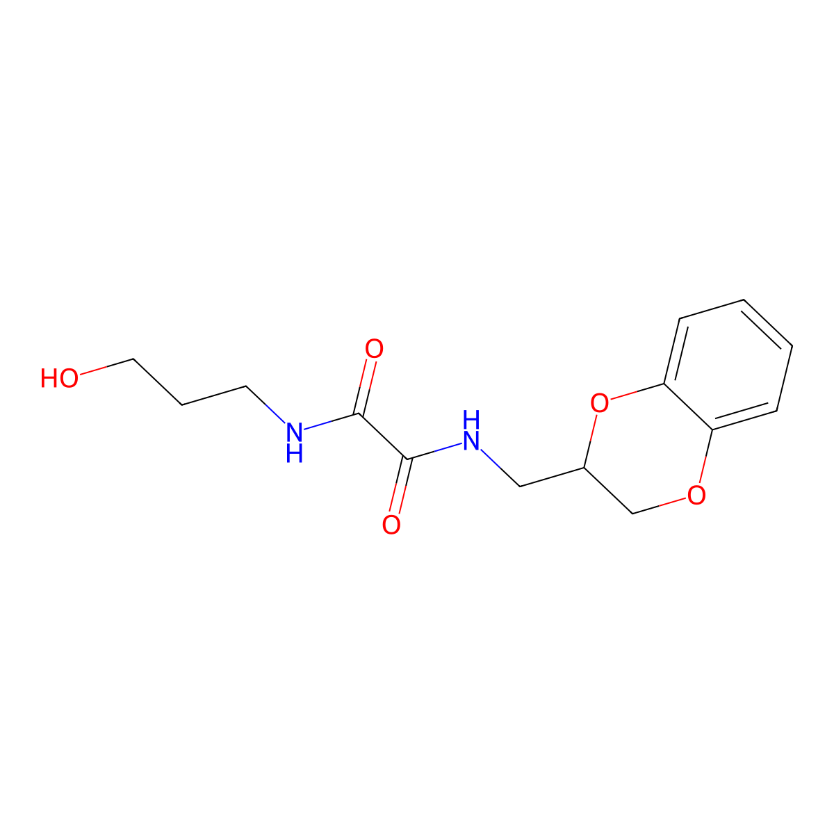 N'-(2,3-dihydro-1,4-benzodioxin-3-ylmethyl)-N-(3-hydroxypropyl)oxamide molecular structure, CAS 445264-70-0