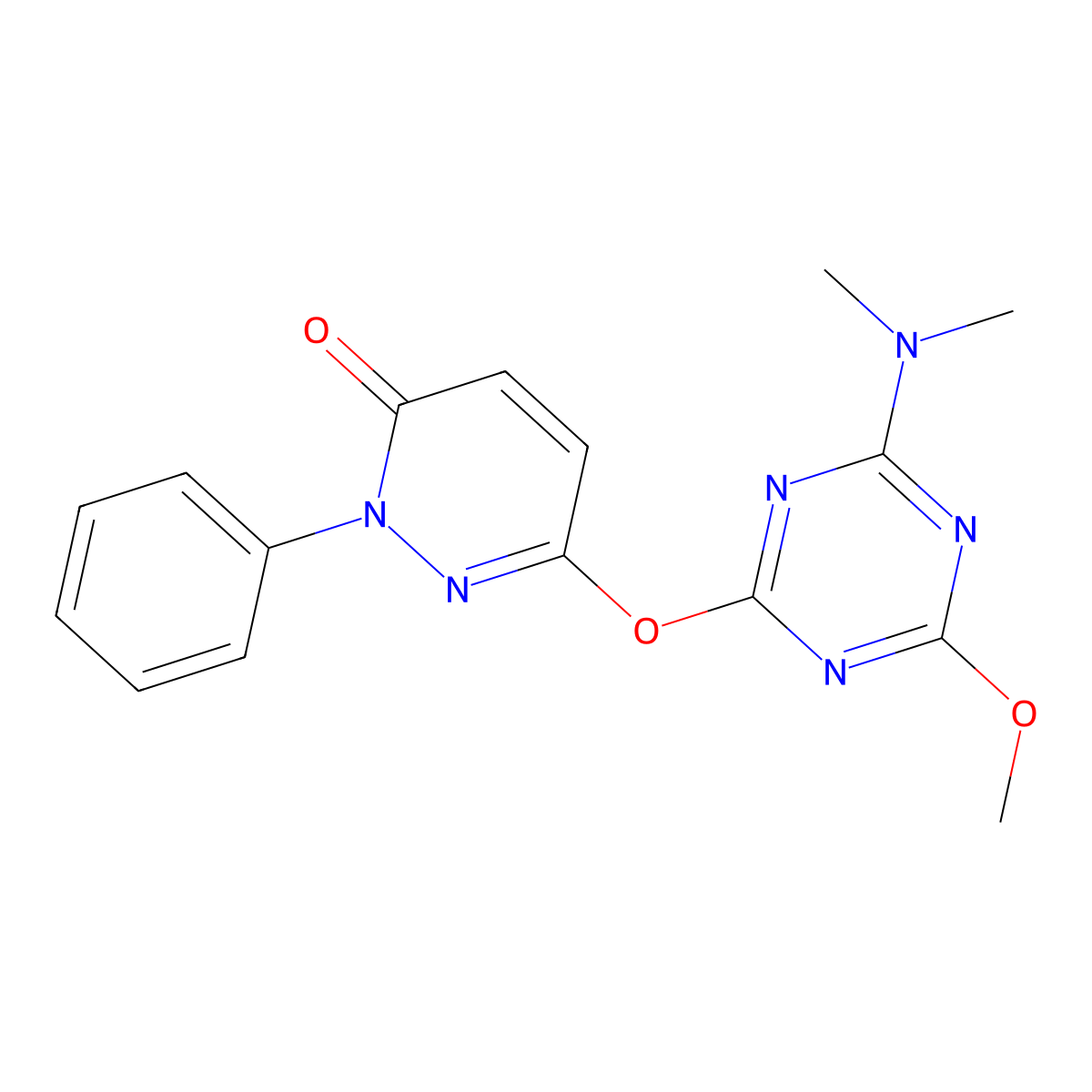 6-{[4-(dimethylamino)-6-methoxy-1,3,5-triazin-2-yl]oxy}-2-phenylpyridazin-3(2H)-one molecular structure, CAS 445264-86-8