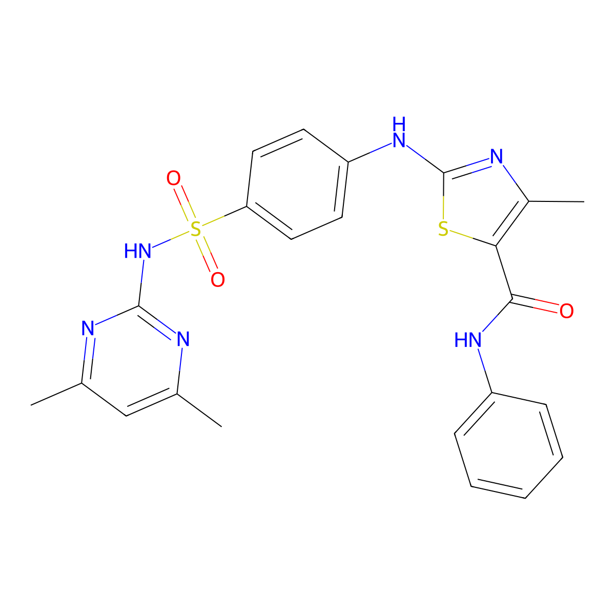 2-[4-[(4,6-dimethylpyrimidin-2-yl)sulfamoyl]anilino]-4-methyl-N-phenyl-1,3-thiazole-5-carboxamide molecular structure, CAS 445264-94-8