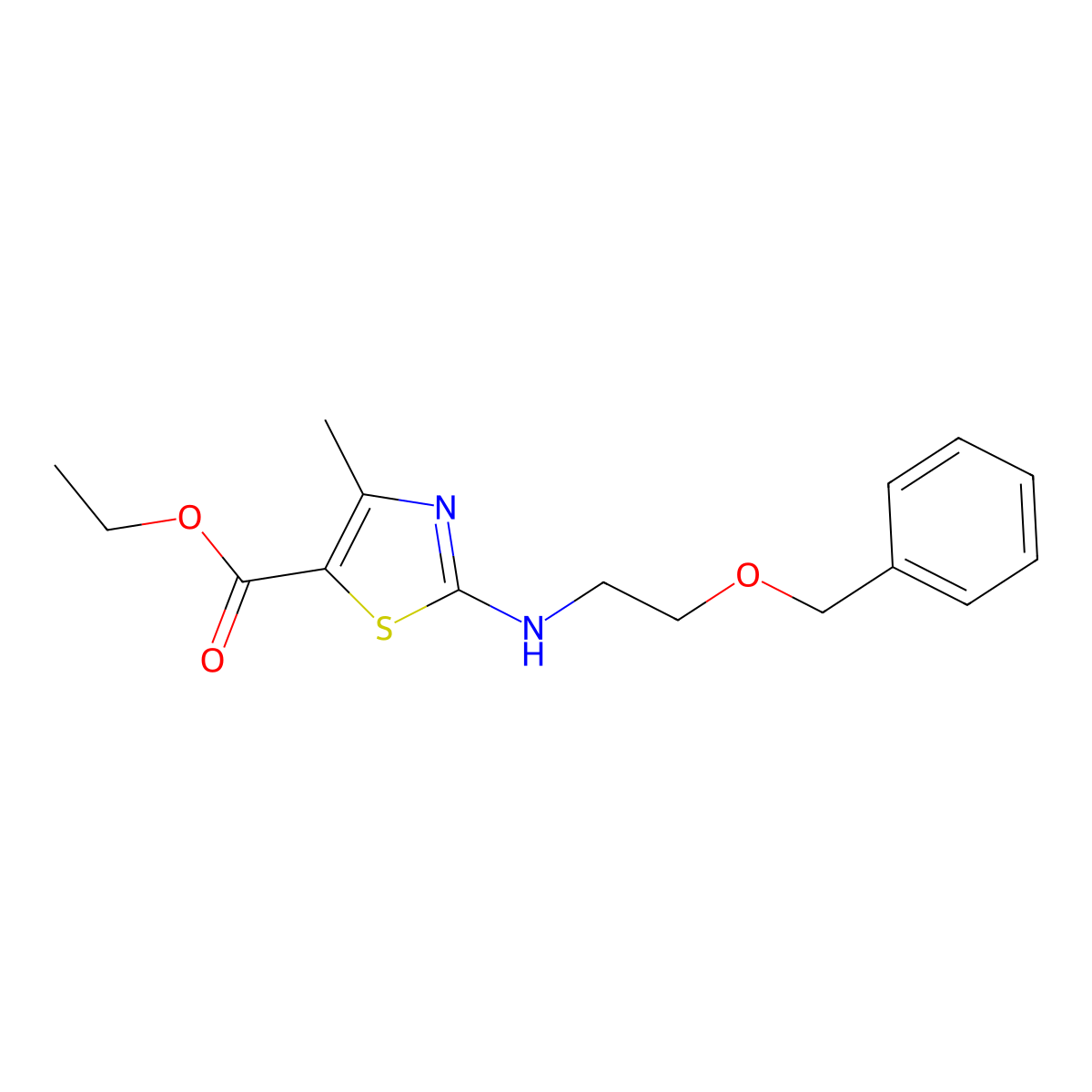 Ethyl 2-{[2-(benzyloxy)ethyl]amino}-4-methyl-1,3-thiazole-5-carboxylate molecular structure, CAS 445264-95-9