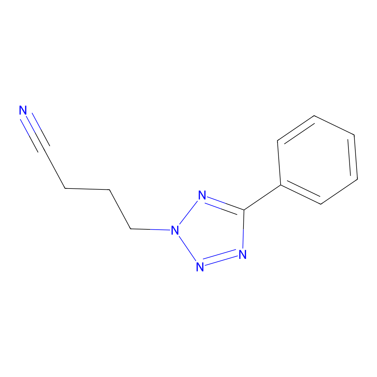 4-(5-Phenyltetrazol-2-yl)butanenitrile molecular structure, CAS 445265-00-9