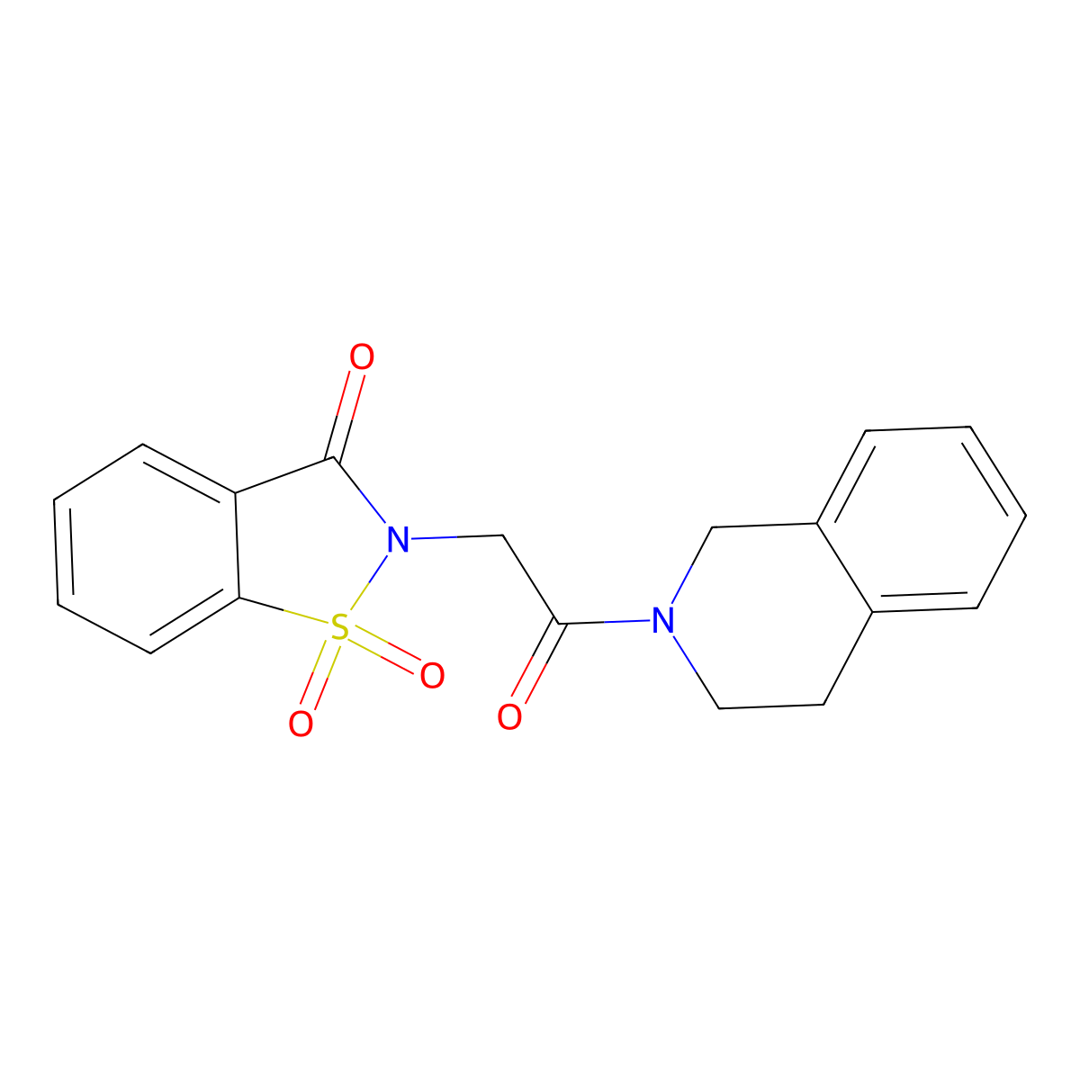 2-[2-(3,4-dihydro-1H-isoquinolin-2-yl)-2-oxoethyl]-1,1-dioxo-1,2-benzothiazol-3-one molecular structure, CAS 445265-09-8