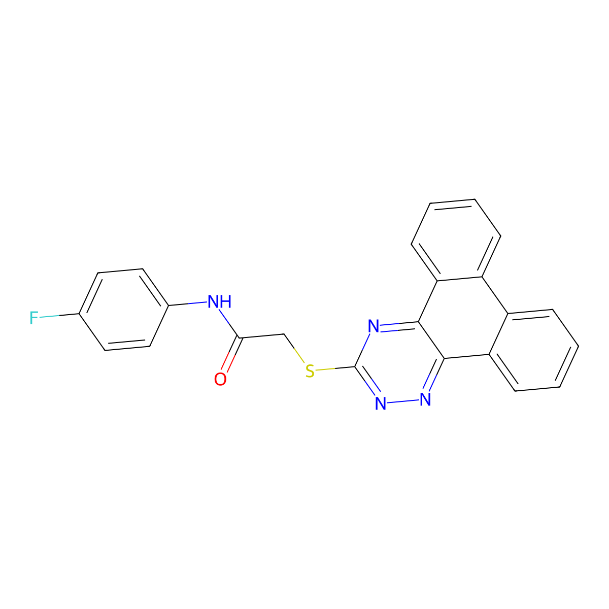 N-(4-fluorophenyl)-2-(phenanthro[9,10-e][1,2,4]triazin-3-ylsulfanyl)acetamide molecular structure, CAS 445265-24-7