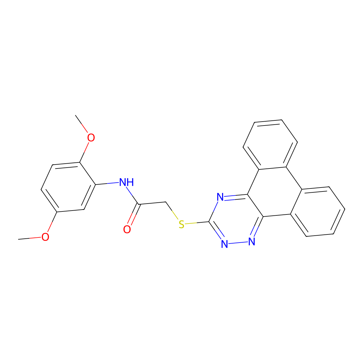 N-(2,5-dimethoxyphenyl)-2-(phenanthro[9,10-e][1,2,4]triazin-3-ylsulfanyl)acetamide molecular structure, CAS 445265-26-9