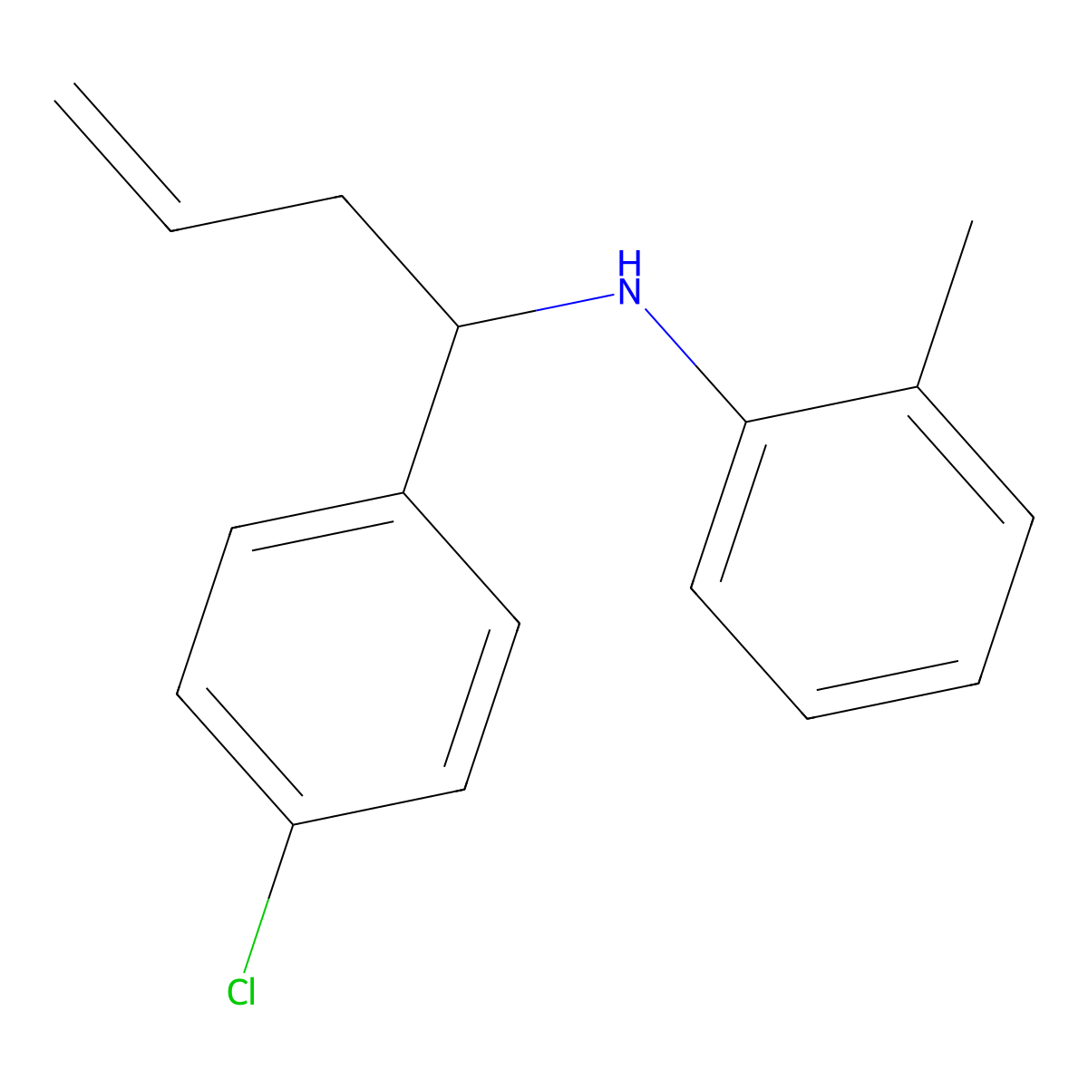 N-[1-(4-chlorophenyl)-3-butenyl]-N-(2-methylphenyl)amine molecular structure, CAS 445265-40-7