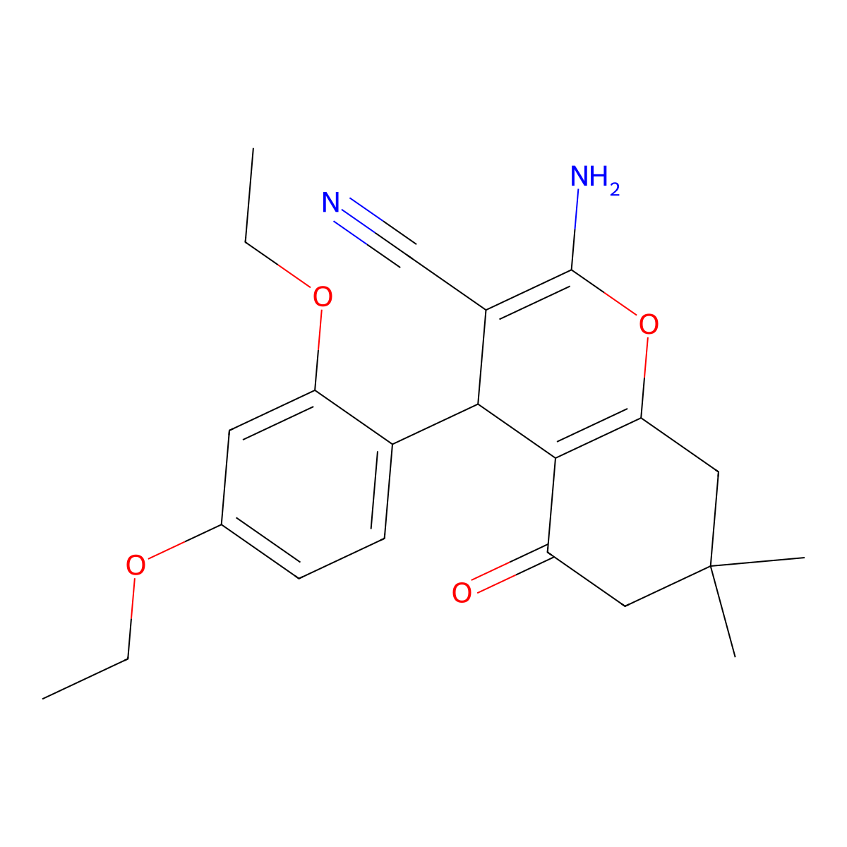 2-amino-4-(2,4-diethoxyphenyl)-7,7-dimethyl-5-oxo-5,6,7,8-tetrahydro-4H-chromene-3-carbonitrile molecular structure, CAS 445265-80-5