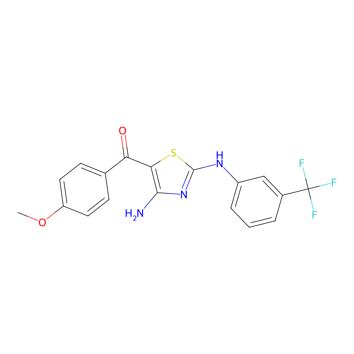 [4-Amino-2-[3-(trifluoromethyl)anilino]-1,3-thiazol-5-yl]-(4-methoxyphenyl)methanone molecular structure, CAS 445266-00-2