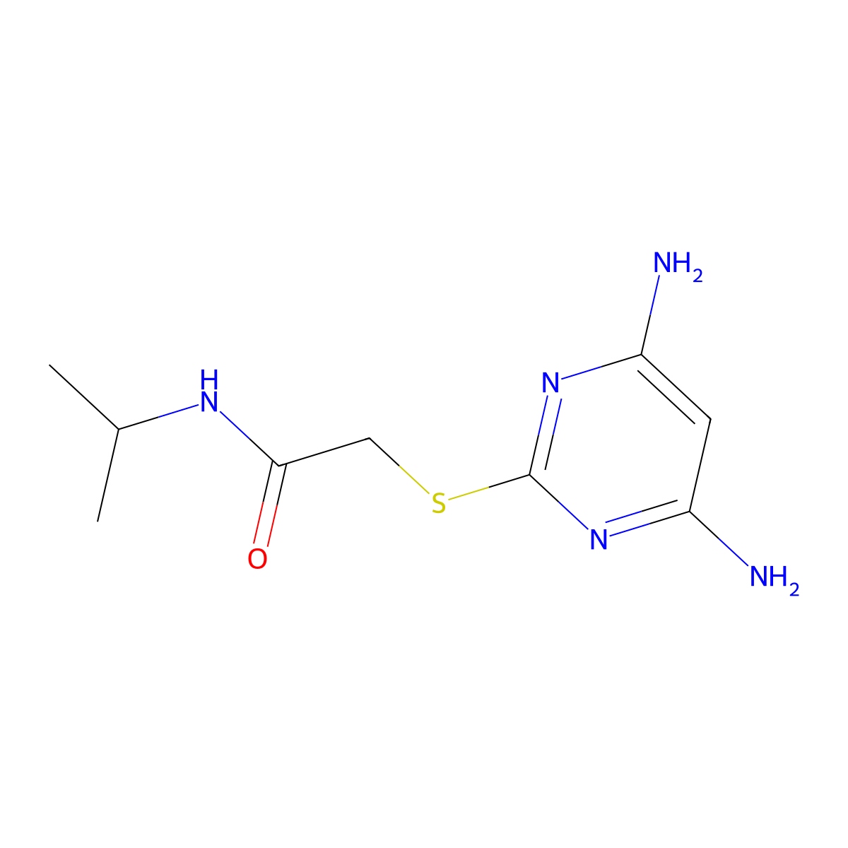 2-(4,6-diaminopyrimidin-2-yl)sulfanyl-N-propan-2-ylacetamide molecular structure, CAS 445266-33-1