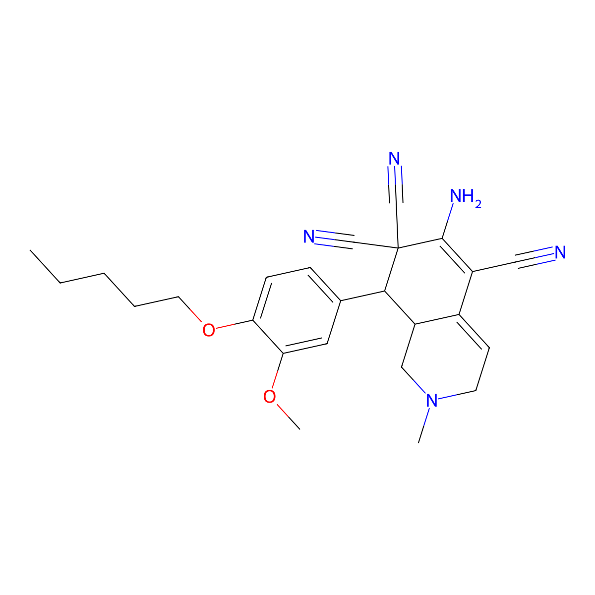 6-Amino-8-(3-methoxy-4-pentoxyphenyl)-2-methyl-1,3,8,8a-tetrahydroisoquinoline-5,7,7-tricarbonitrile molecular structure, CAS 445266-39-7