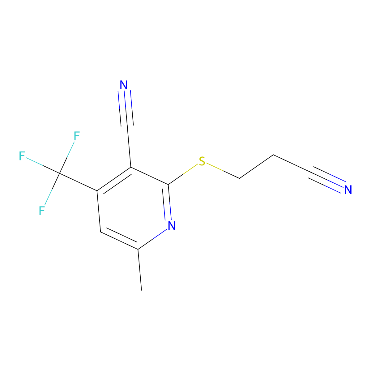 2-[(2-Cyanoethyl)sulfanyl]-6-methyl-4-(trifluoromethyl)pyridine-3-carbonitrile molecular structure, CAS 445266-50-2