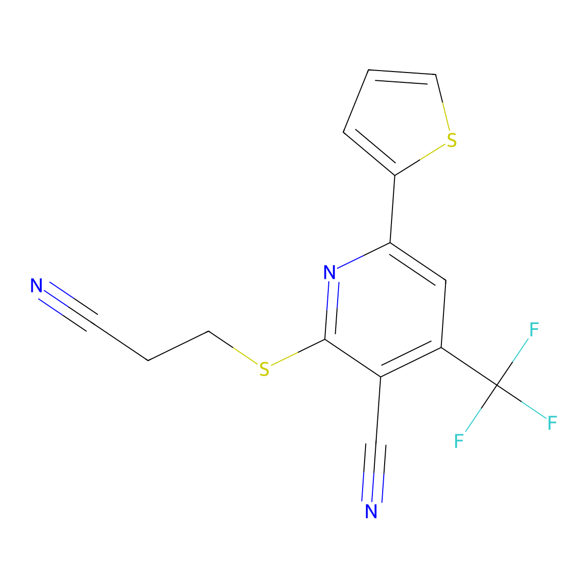 2-(2-Cyanoethylsulfanyl)-6-thiophen-2-yl-4-(trifluoromethyl)pyridine-3-carbonitrile molecular structure, CAS 445266-52-4