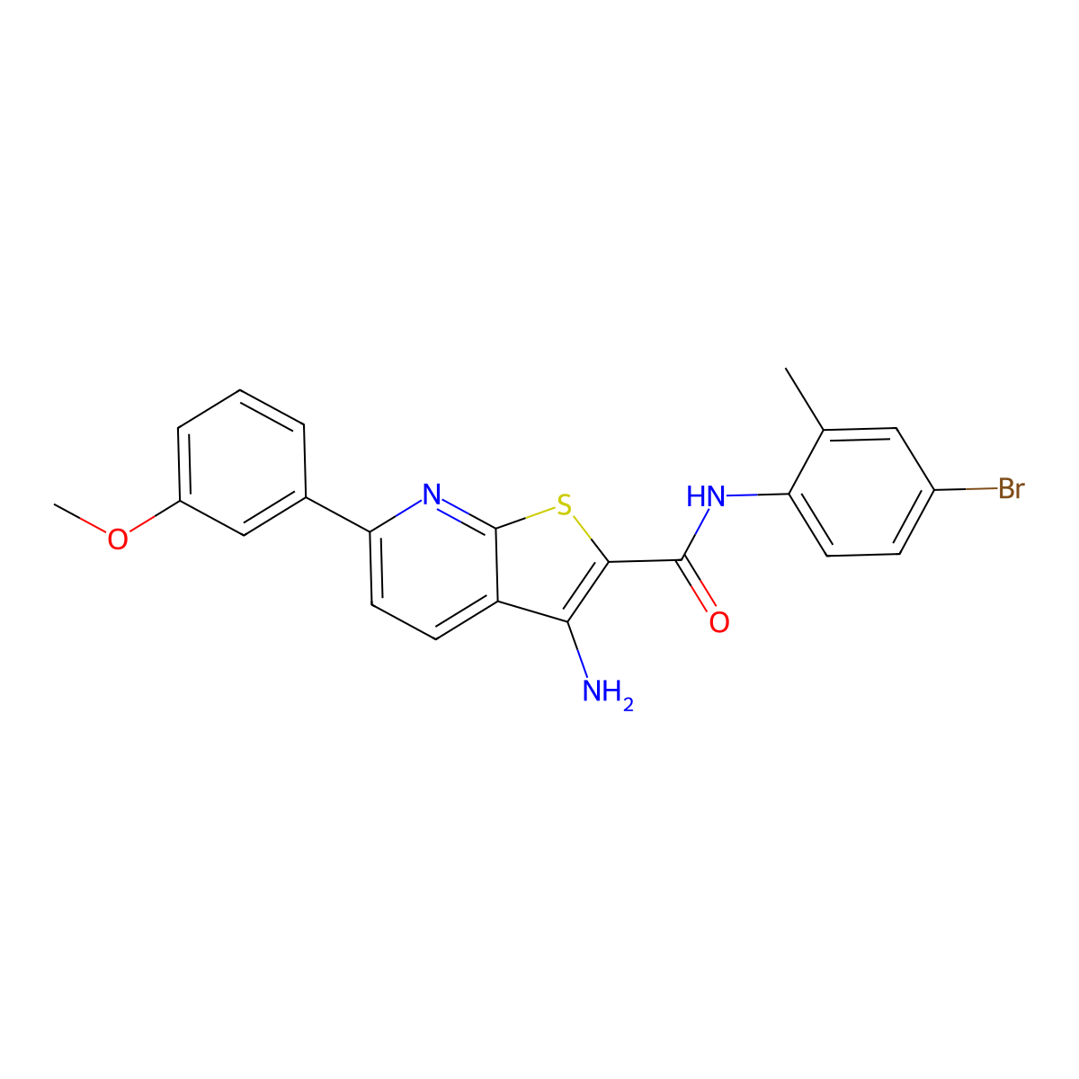 3-amino-N-(4-bromo-2-methylphenyl)-6-(3-methoxyphenyl)thieno[2,3-b]pyridine-2-carboxamide molecular structure, CAS 445267-68-5