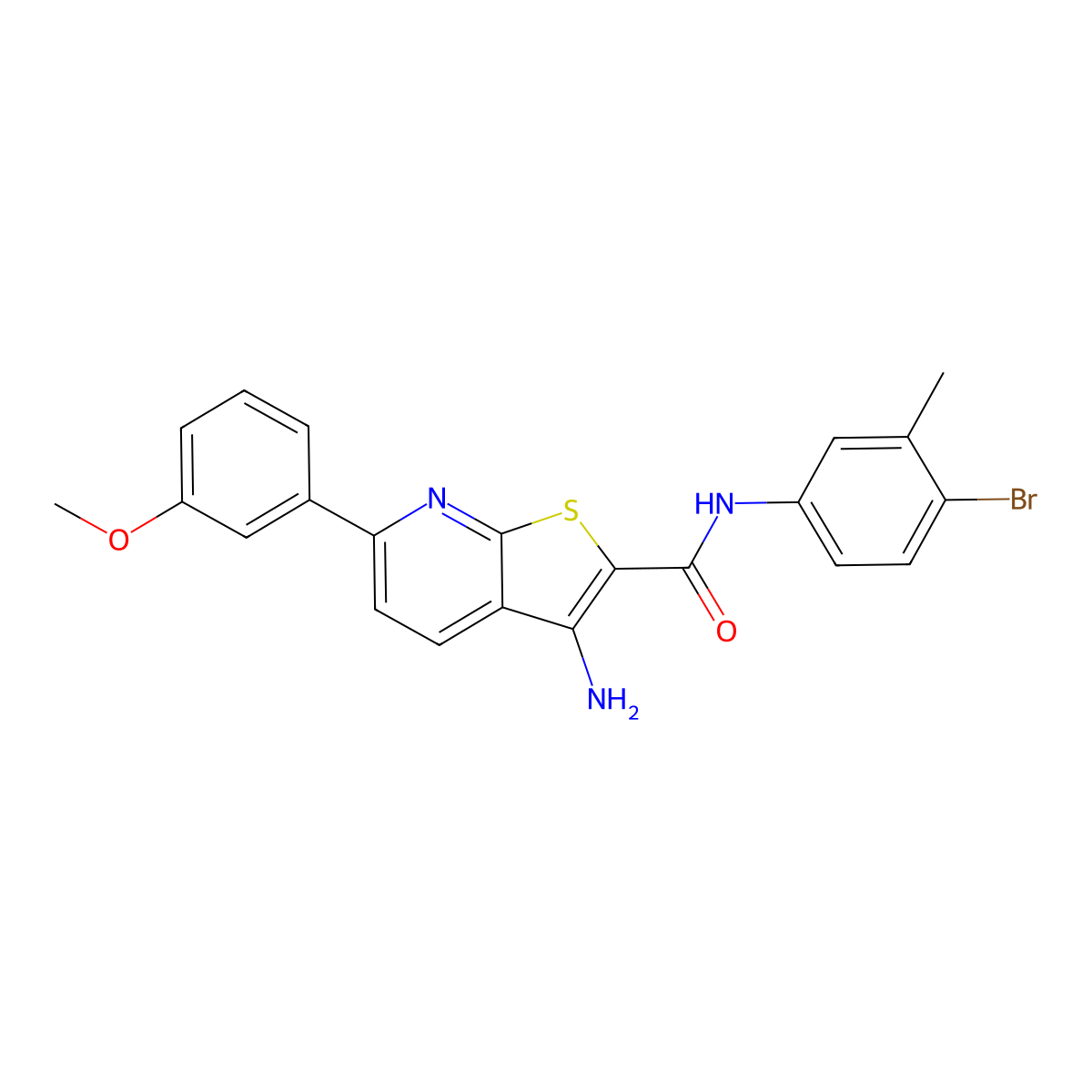3-amino-N-(4-bromo-3-methylphenyl)-6-(3-methoxyphenyl)thieno[2,3-b]pyridine-2-carboxamide molecular structure, CAS 445267-69-6