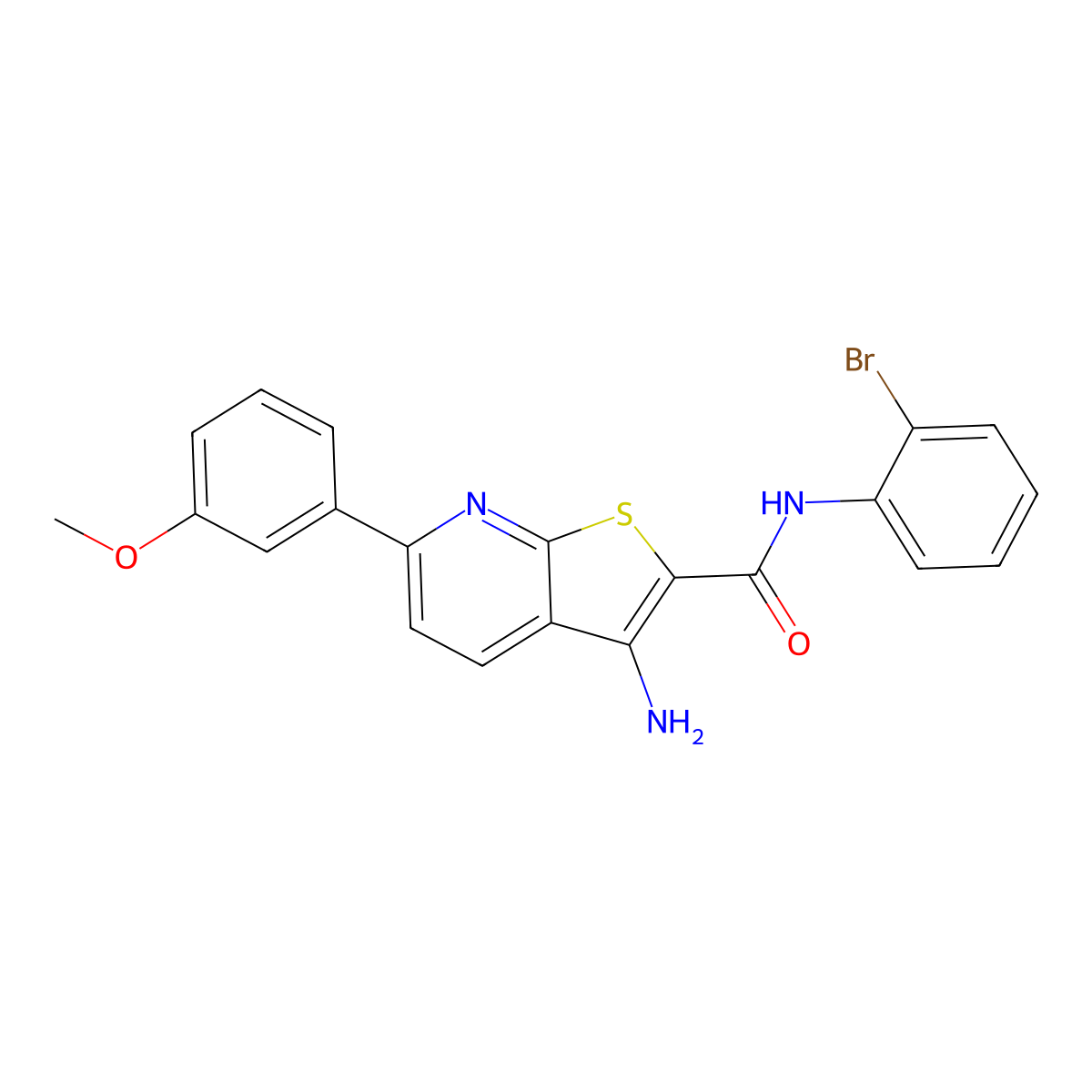 3-amino-N-(2-bromophenyl)-6-(3-methoxyphenyl)thieno[2,3-b]pyridine-2-carboxamide molecular structure, CAS 445267-81-2