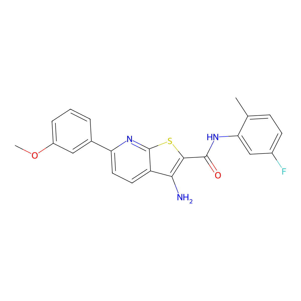 3-amino-N-(5-fluoro-2-methylphenyl)-6-(3-methoxyphenyl)thieno[2,3-b]pyridine-2-carboxamide molecular structure, CAS 445267-87-8