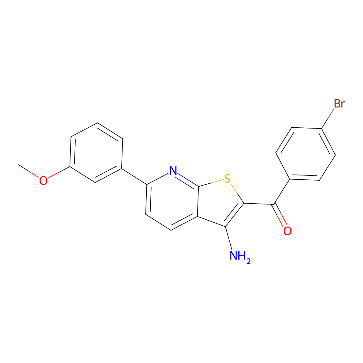 [3-Amino-6-(3-methoxyphenyl)thieno[2,3-b]pyridin-2-yl]-(4-bromophenyl)methanone molecular structure, CAS 445268-02-0