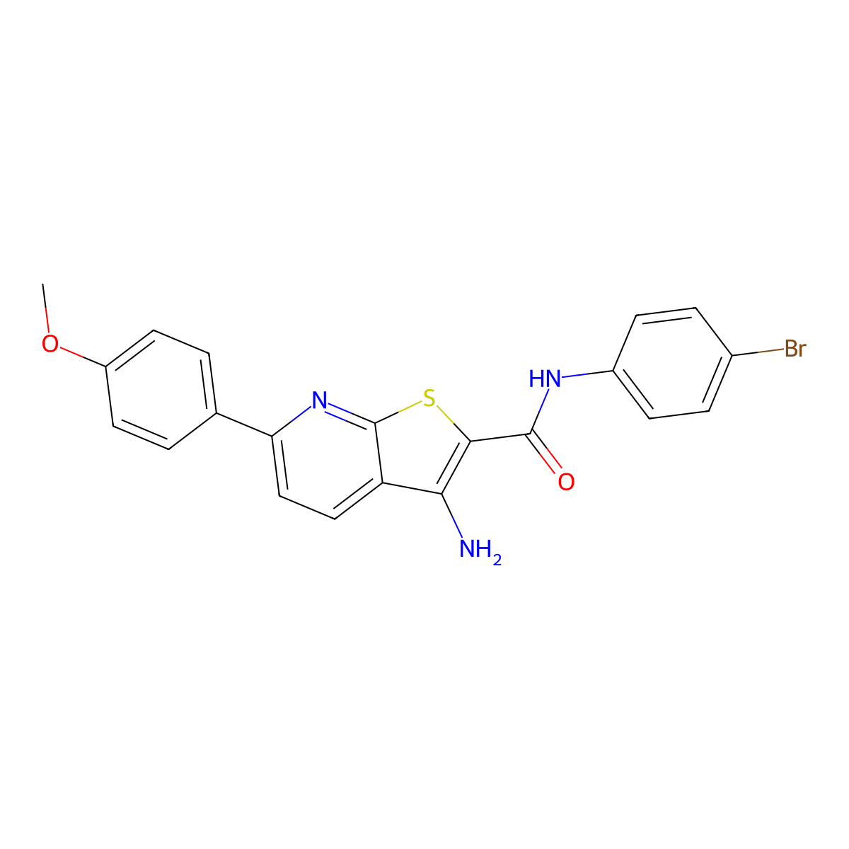 3-amino-N-(4-bromophenyl)-6-(4-methoxyphenyl)thieno[2,3-b]pyridine-2-carboxamide molecular structure, CAS 445268-16-6