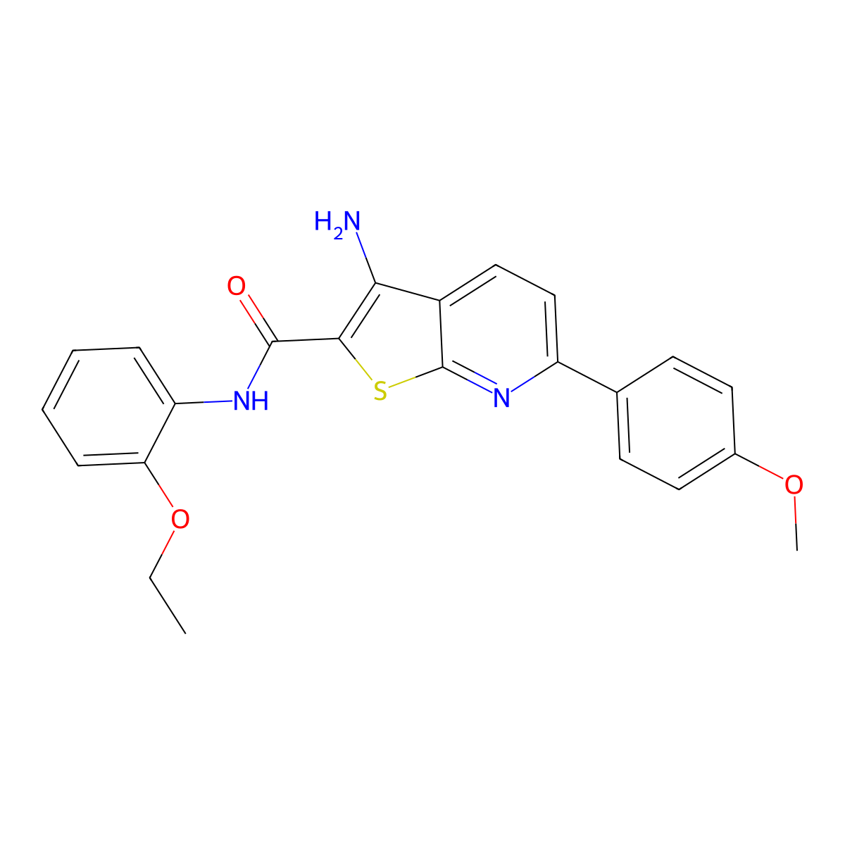3-amino-N-(2-ethoxyphenyl)-6-(4-methoxyphenyl)thieno[2,3-b]pyridine-2-carboxamide molecular structure, CAS 445268-19-9