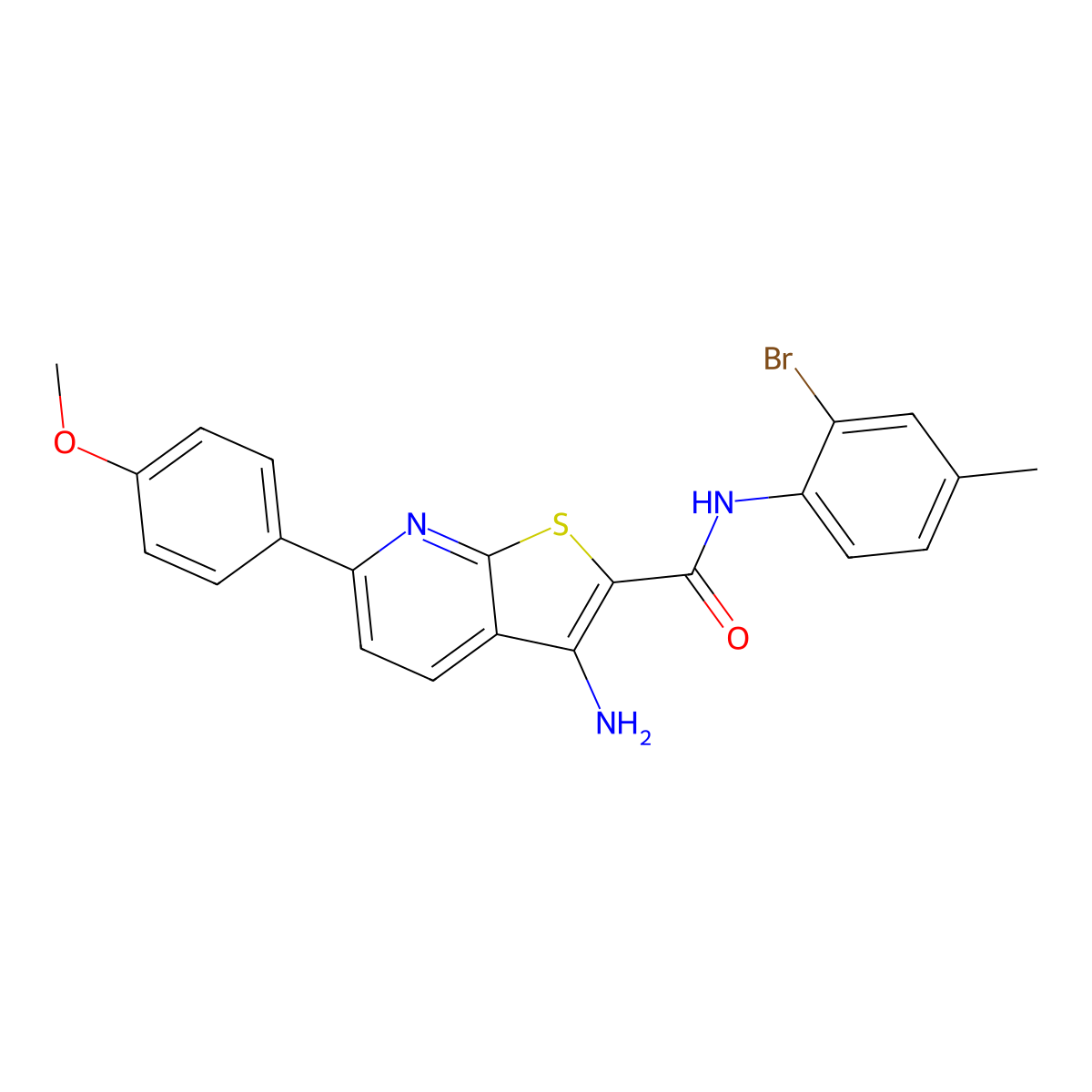 3-amino-N-(2-bromo-4-methylphenyl)-6-(4-methoxyphenyl)thieno[2,3-b]pyridine-2-carboxamide molecular structure, CAS 445268-23-5